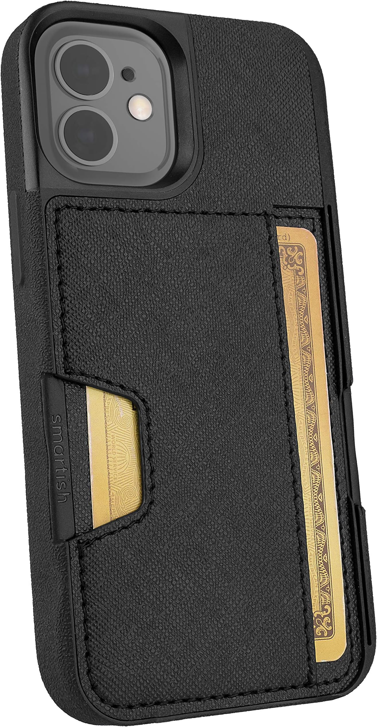 Smartish iPhone 12 Mini Wallet Case - Wallet Slayer Vol. 2 [Slim Protective Kickstand] Credit Card Holder (Silk) - Black Tie Affair