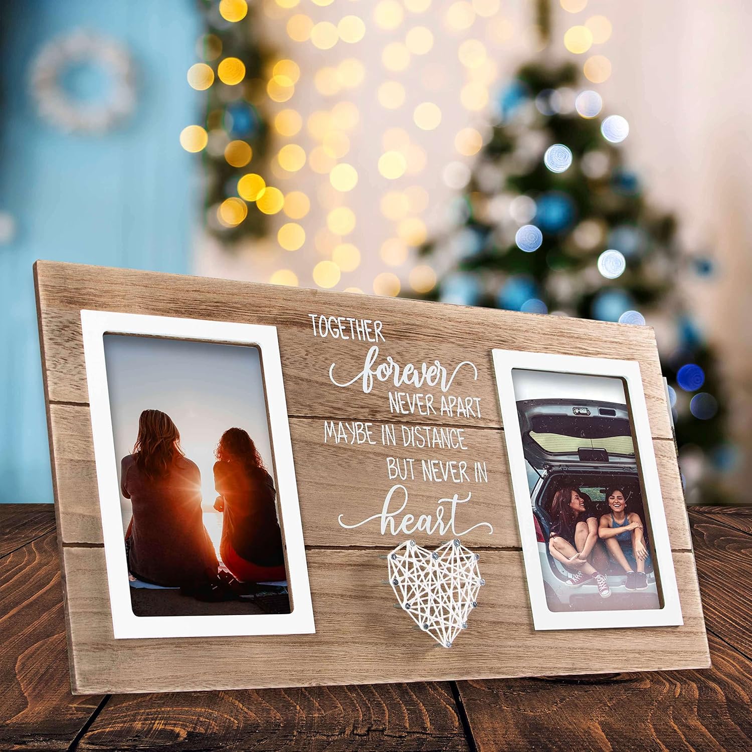 VILIGHT Long Distance Relationships Gifts for Couples - Long Distance Friends and Sisters Gifts - Together Forever Picture Frame - Holds 2 4x6 Photos