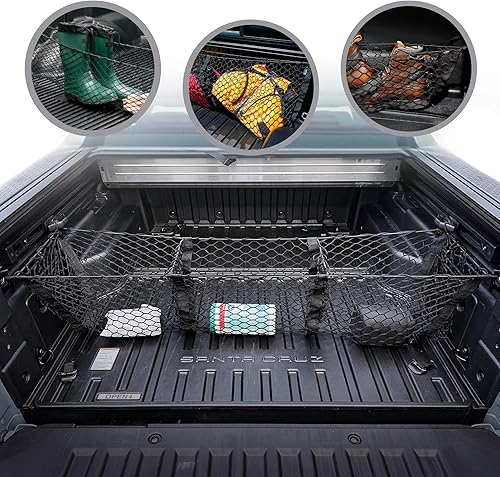 Red de carga elástica para maletero de 3 bolsillos para Hyundai Santa Cruz 2022-2025 – Organizadores y almacenamiento de maletero premium – Red de