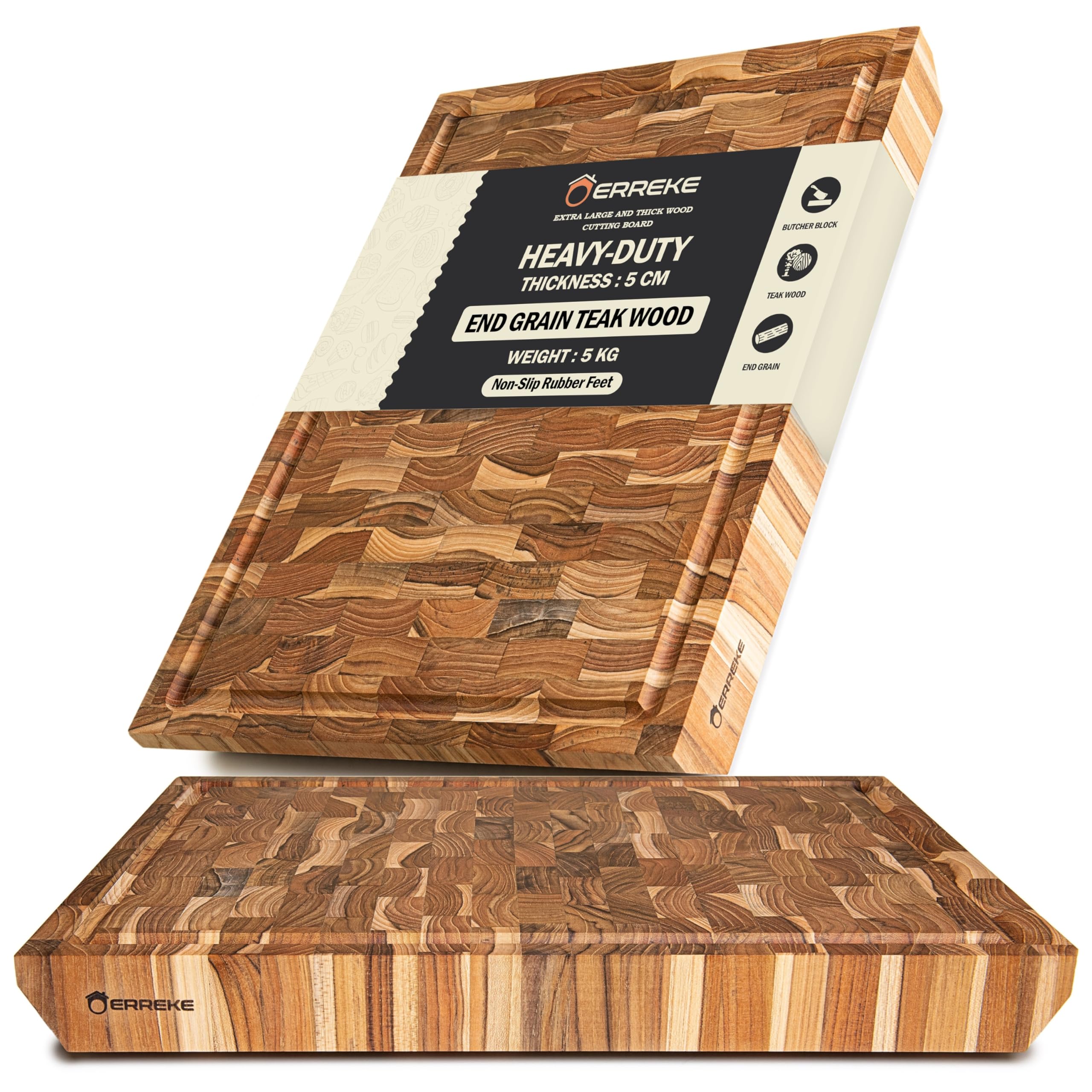 Euroceppi Tweekleurige Snijplank Kopshout, 40x30x4,5cm robinia kopen