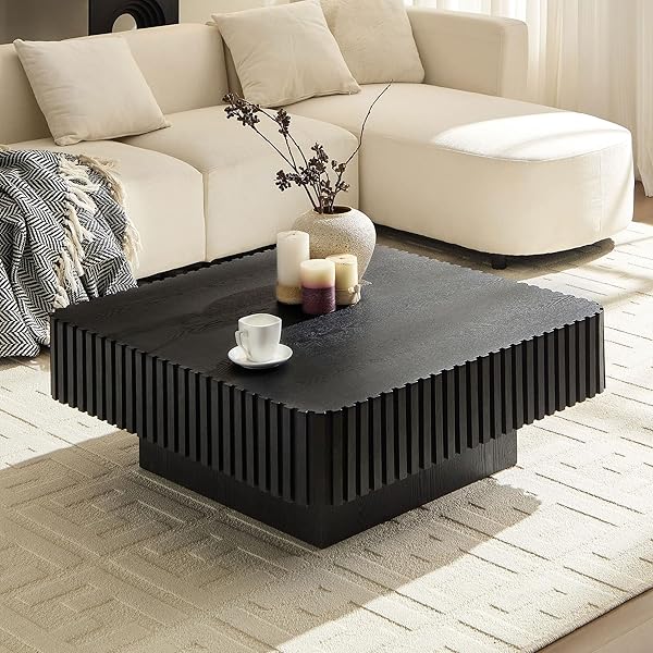 Luxury Black Fluted Accent Table