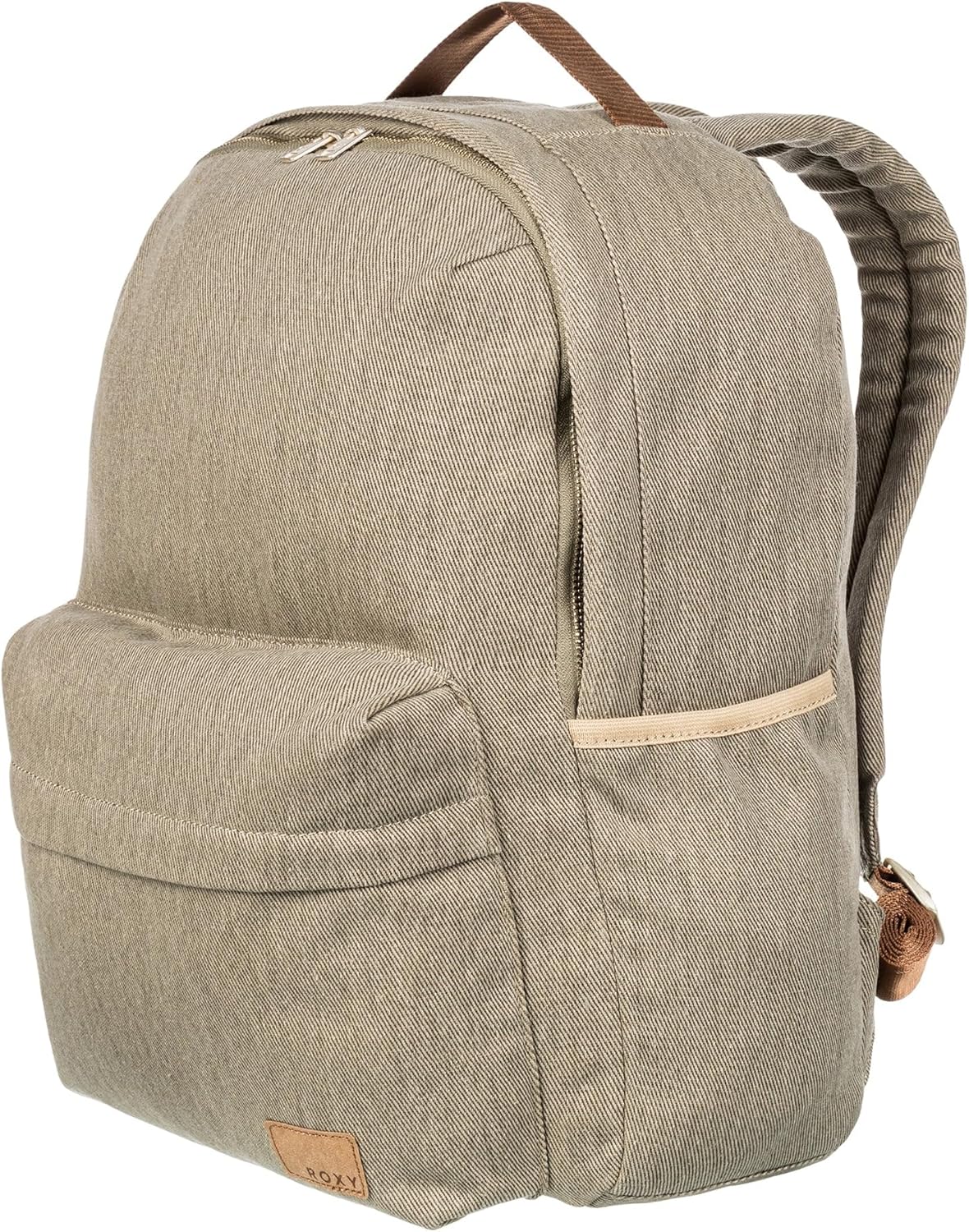 Roxy Party Waves Small Compact Backpack with Exterior Storage and Adjustable Straps - Parchment