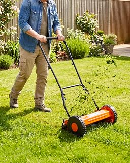 Push Reel Lawn Mower, 16 Inch 5-Blade Manual Reel Lawn Mower