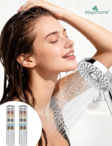 Miniatura 9 de Paquete de 2 filtros de repuesto para cabezal de ducha de mano, filtros suavizantes de agua para agua dura, elimina el cloro, reduce la picazón en
