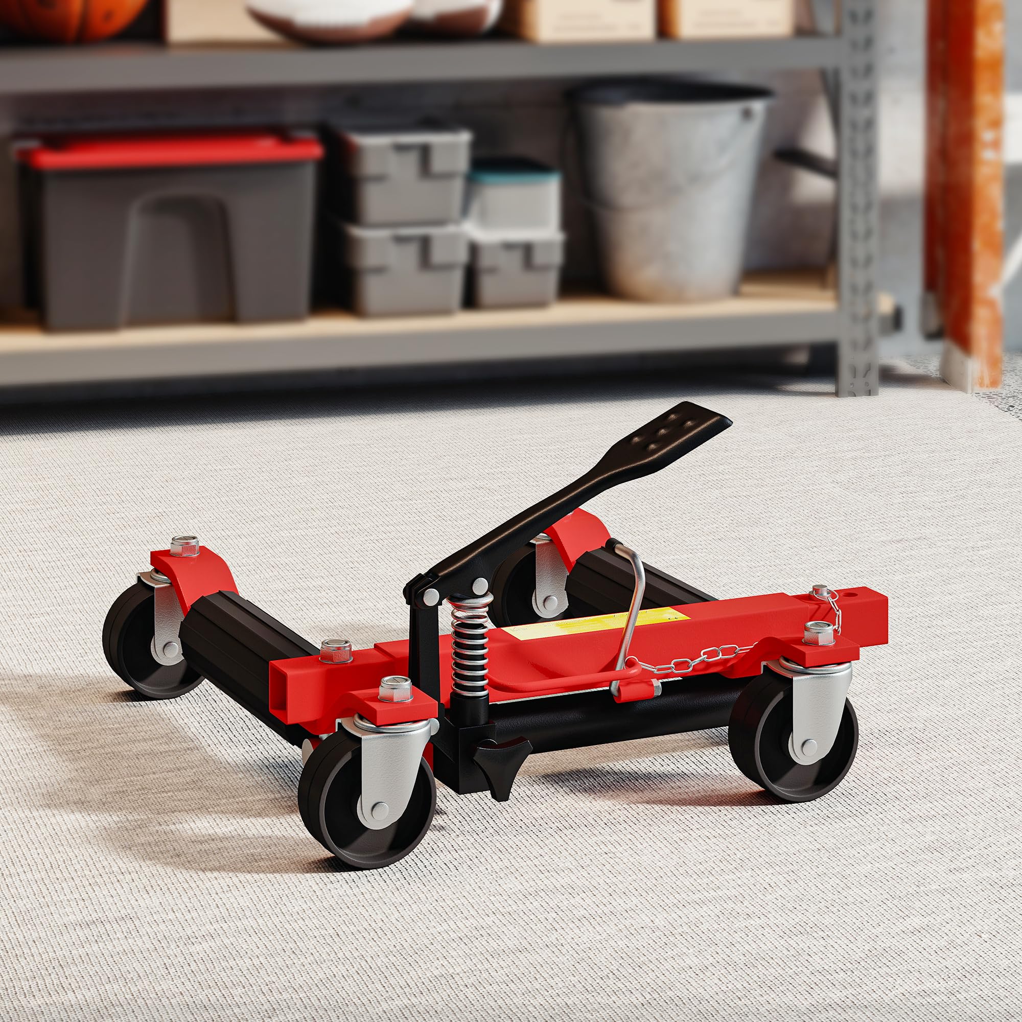 HOMCOM Lot de 2 Chariots de manutention de Voiture capacité 680 kg, Chariot de déplacement, Largeur de Pneu 22,8 cm, Roues rotatives à 360 °, pour réparation et déplacement de véhicules, Noir