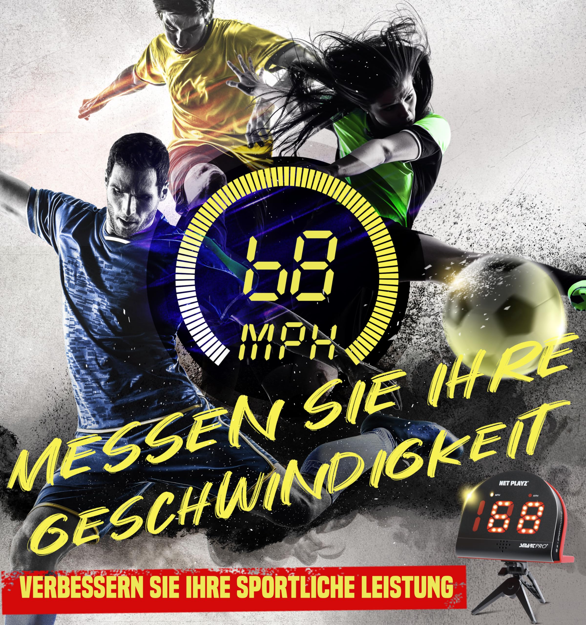 NET PLAYZ Fußball Geschenke Trainingsgeräte und Ausrüstung – Radar | Geschwindigkeitsmessgerät, Hightech-Gadgets und Ausrüstung für Fußballspieler