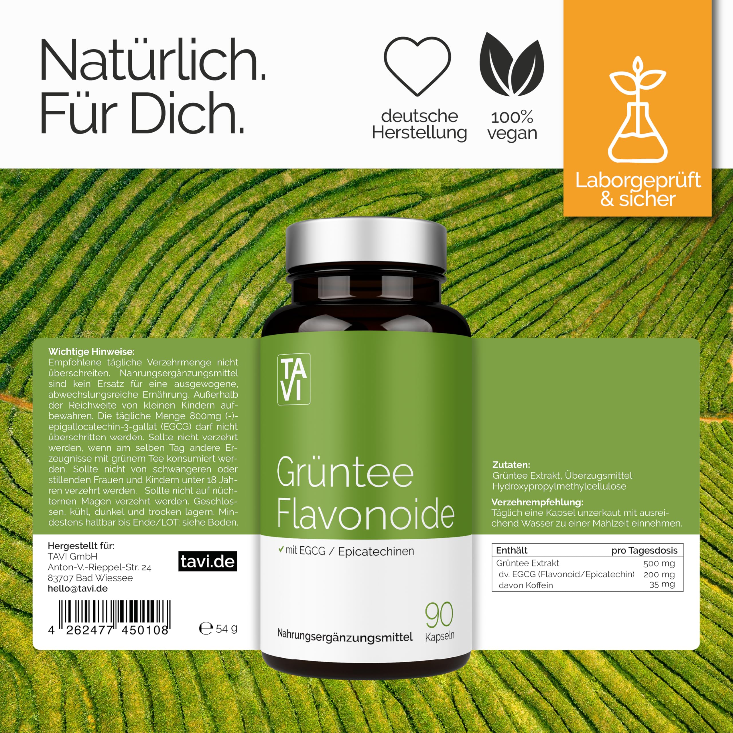TAVI® Grüntee Flavonoide • 90 Kapseln • Mit EGCG Epicatechine