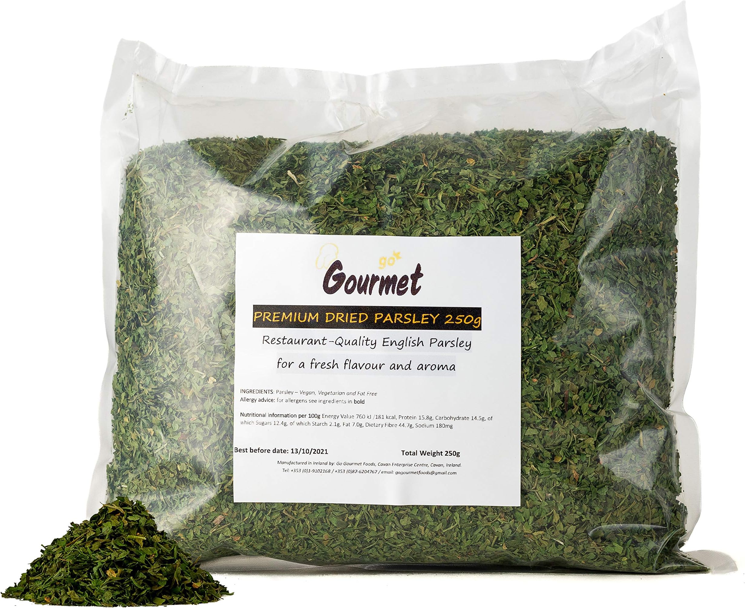 Dried Parsley Flakes for Food Pantry - Restaurant-Quality English Herb Seasoning for Fresh Flavour and Aroma - Use to Season Soups, Sauces, Salads and More - 250g Bulk Herbs Packet