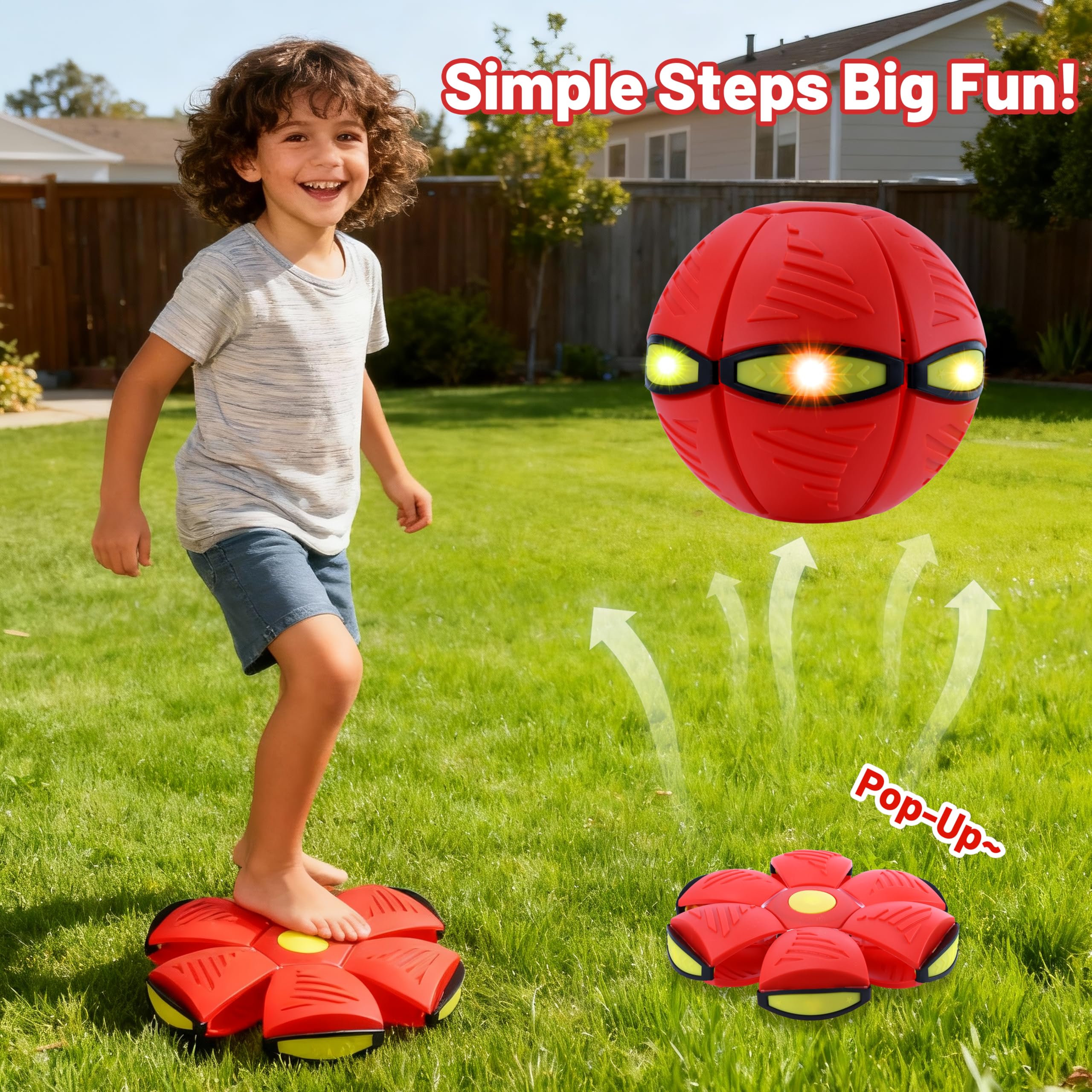 Magic Metaball, Magic Bouncing Ball, Magic Flying Saucer Interactive Pop Up Balls, Transform Toy, Eltern-Kind-Interaktion Roter Hüpfball, Faltbare Zeitverzögerung Frisbee Fliegende Disc Spielzeug mit
