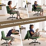 Fizzin chaise de bureau,Criss Cross chaise-croisé chaise de bureau avec roues,Wide Bureau chaise avec coussin arrière rabattable,Mid Back Chaises Ergonomic Computer Beige (vert)