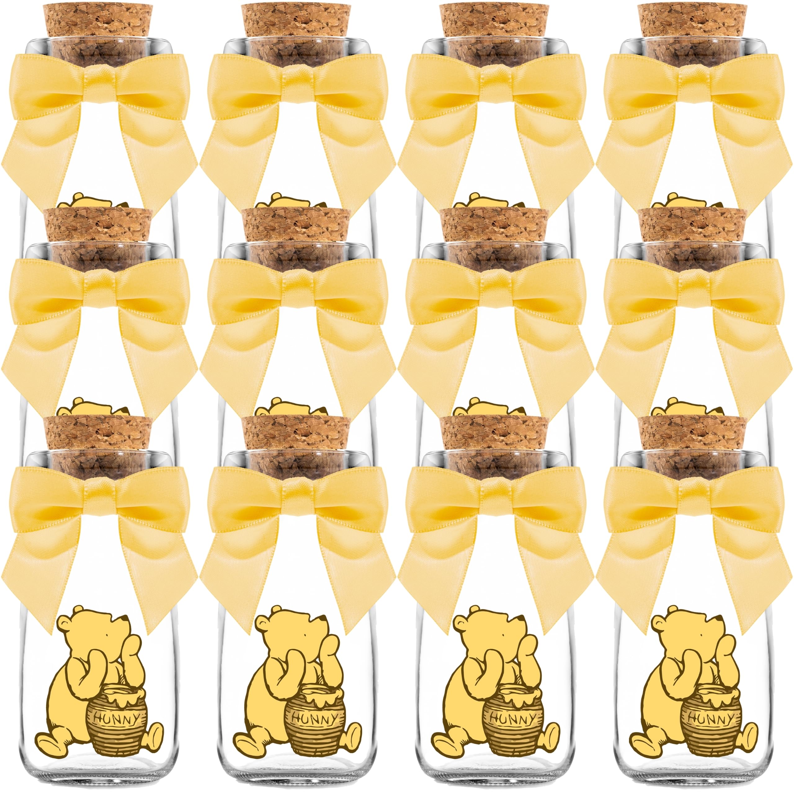 Ethisa 12 Pack Winnie Glass Bottles - Vintage Baby Shower Favors for Guests
