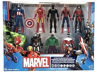 Marvel Avengers Action Figures - Iron Man, Hulk, Black Panther, Captain America, Spider Man, Ant Man, War Machine & Falcon! (8)