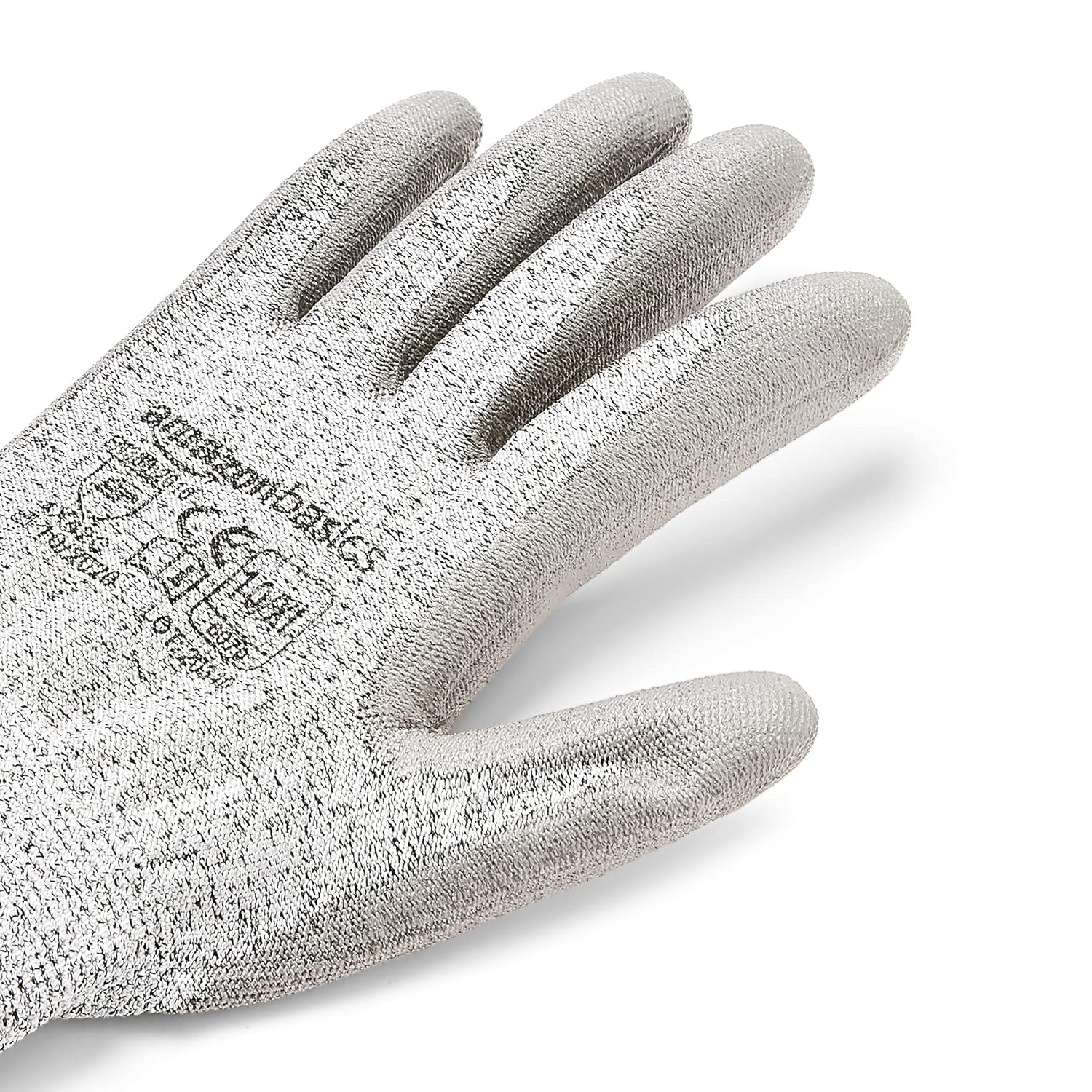  Basics Cut Resistant Work Gloves, Cut Level A2, Polyurethane Coated Gloves, Touch Screen, Salt and Pepper, Size 10, XL, 6-Pair: Tools & Home Improvement