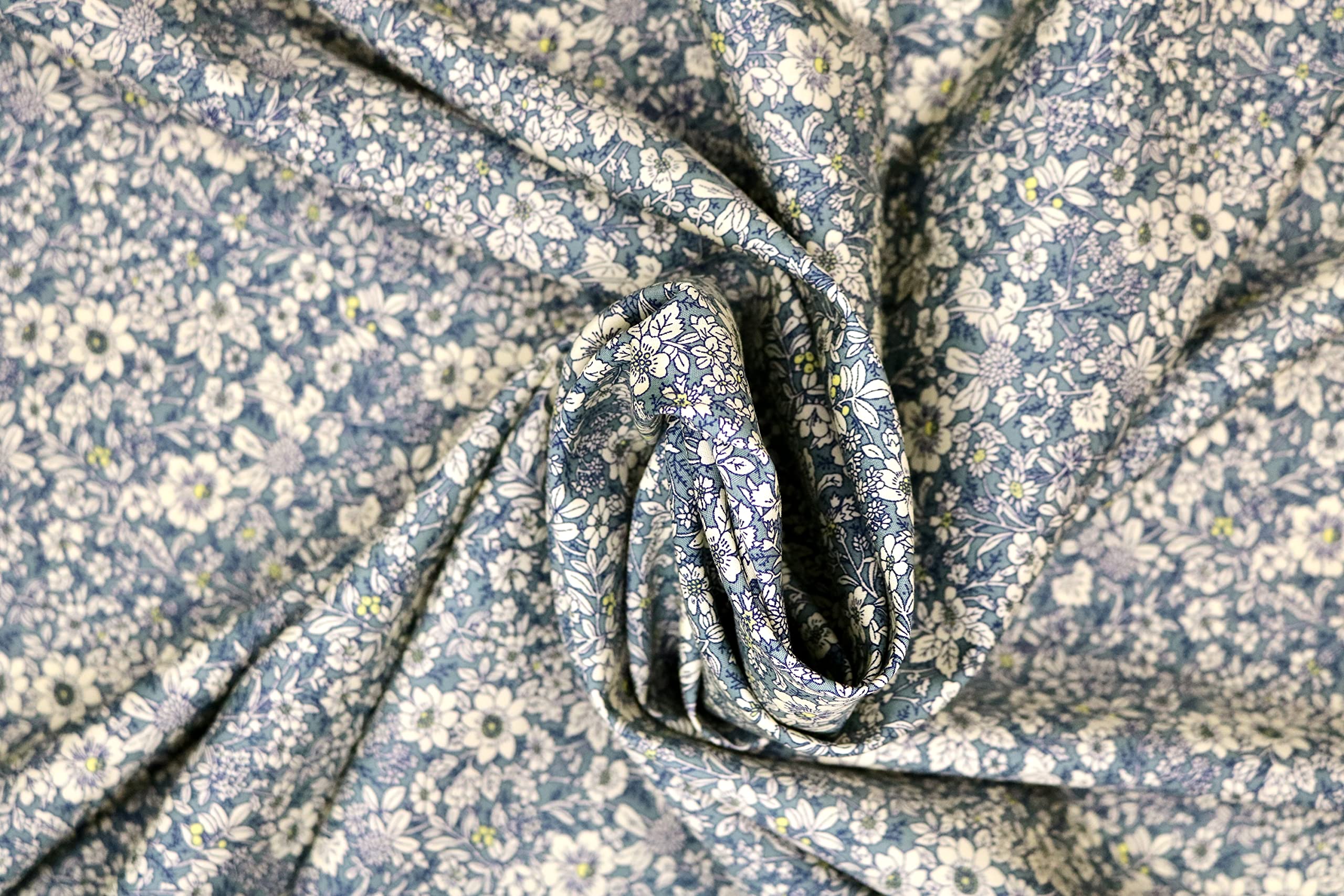 Pyrhan 100% Cotton Poplin By Rose & Hubble | Little Wild Blossom Floral Printed Cotton fabric By The Metre Uk | 114 Cm | Crafting Fabric & Dressmaking Fabric |Dress Fabric Material For Sewing(Dresden)