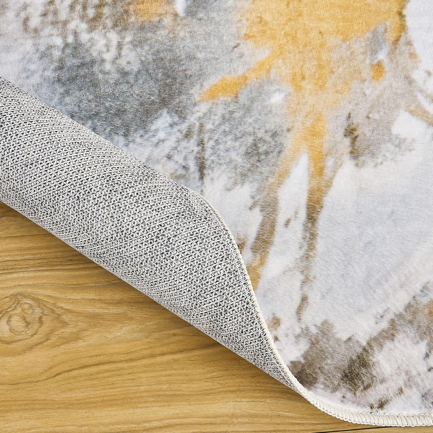 Flower Area Rug 2x3 Washable Rugs, Low Pile Entryway Carpet Oil Painting No Slip No Shedding Rugs for Kids Room, Bedside, Playroom, Room Decor, Yellow