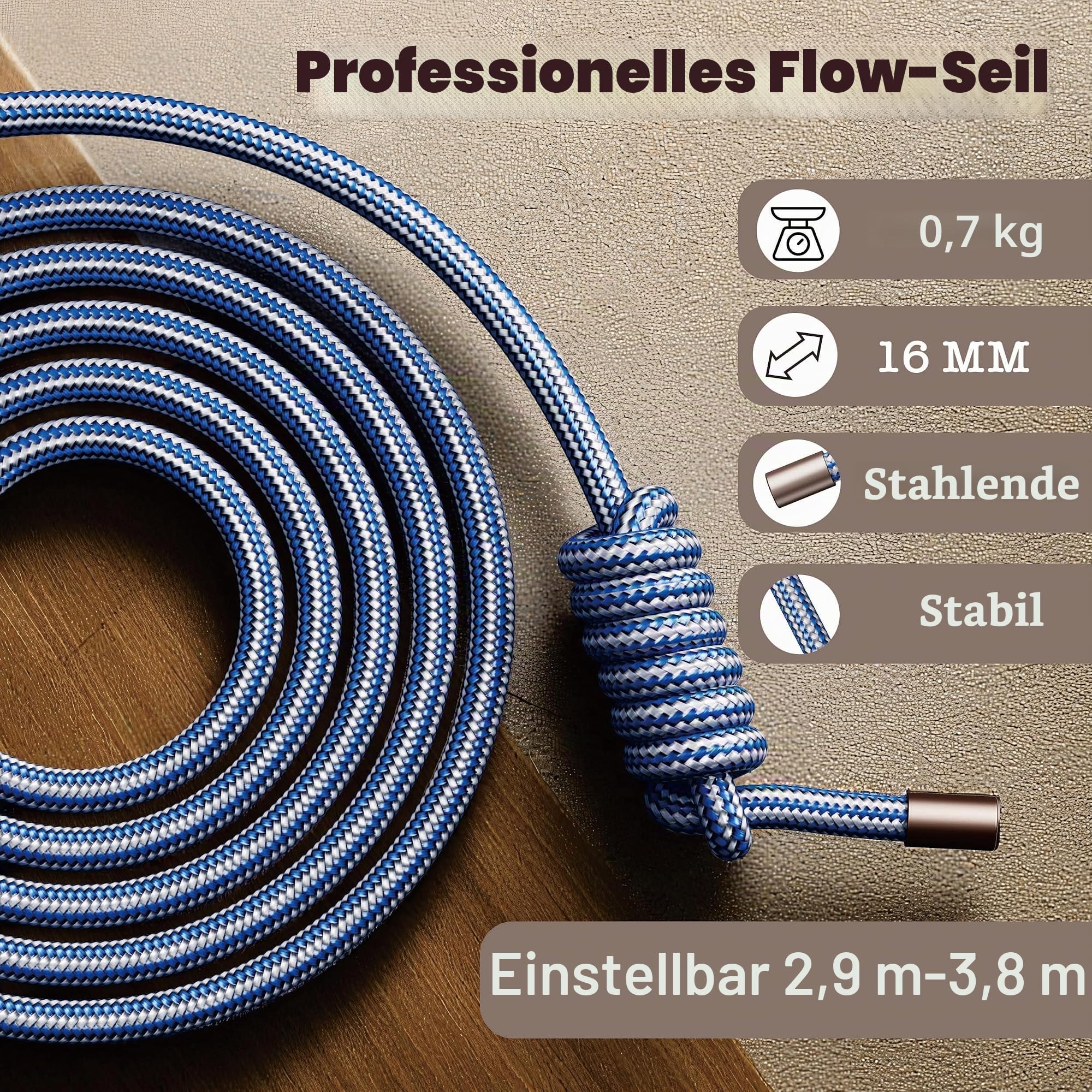 Flow-Seil, gewichtetes Fitness-Springseil für Damen und Herren, verstellbar, 0,7 kg, schweres Seil für Erwachsene, Mobilität und Koordinationstraining, Heim-Fitnessstudio und Outdoor