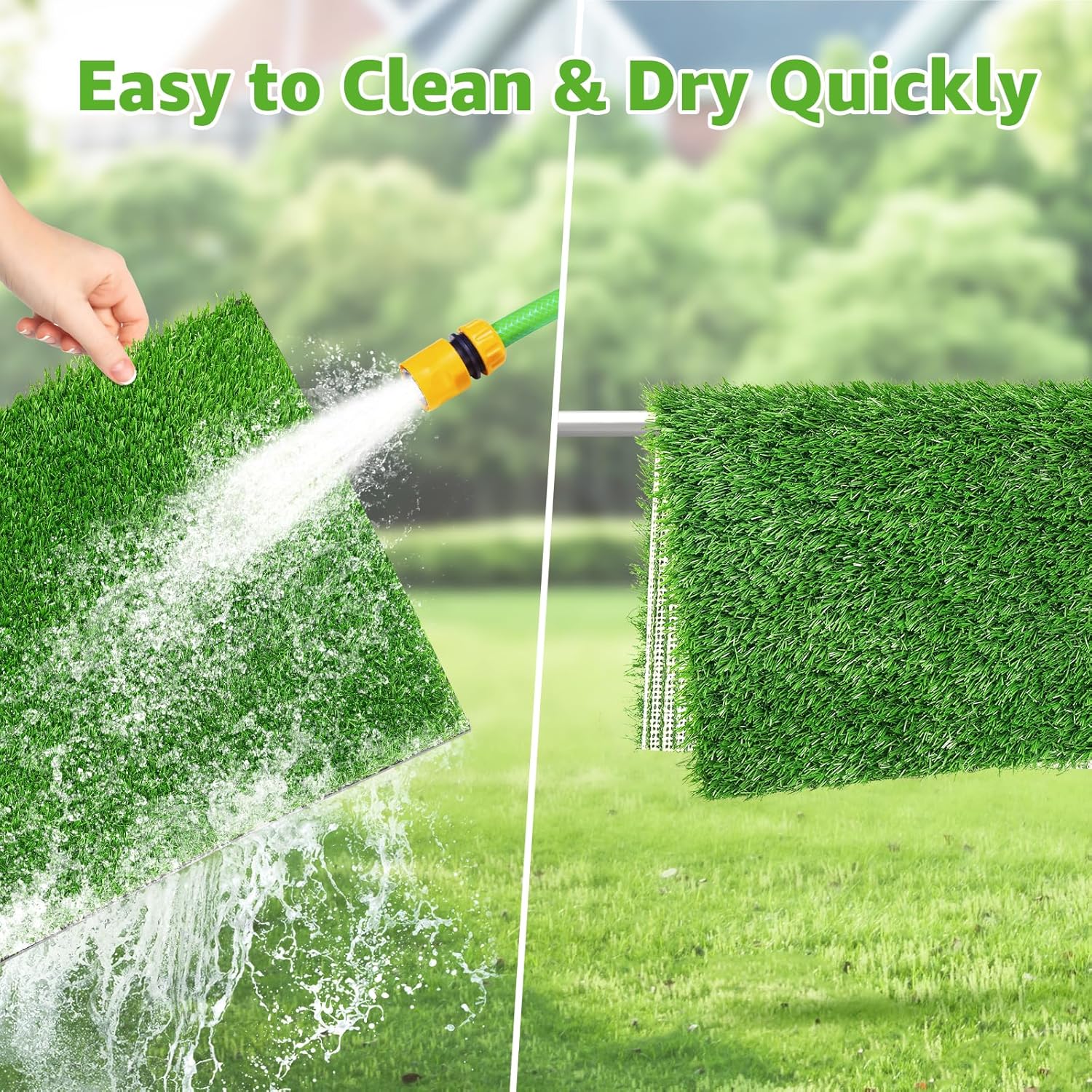 PICK FOR LIFE Artificial Fake Grass Pad Replacement Grass 2 Pack & Dog Grass Pad with Tray