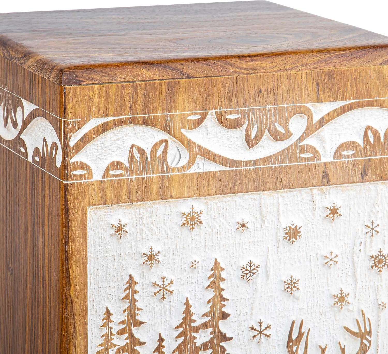 INTAJ Wooden Cremation Urn for Human Ashes, Adult Deer Rosewood Pet Urns for Dogs Ashes, Deer Carved Funeral Urn Hand-Crafted (XS - 5Hx3W (20 Cu/in), White Rosewood)