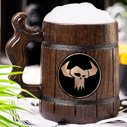 Miniatura 2 de Orks Beer Mug, 22 oz, Wooden Beer Stein, 40K Gamer Gift, Personalized Beer Tankard, Custom Gift for Men, Gift for Him