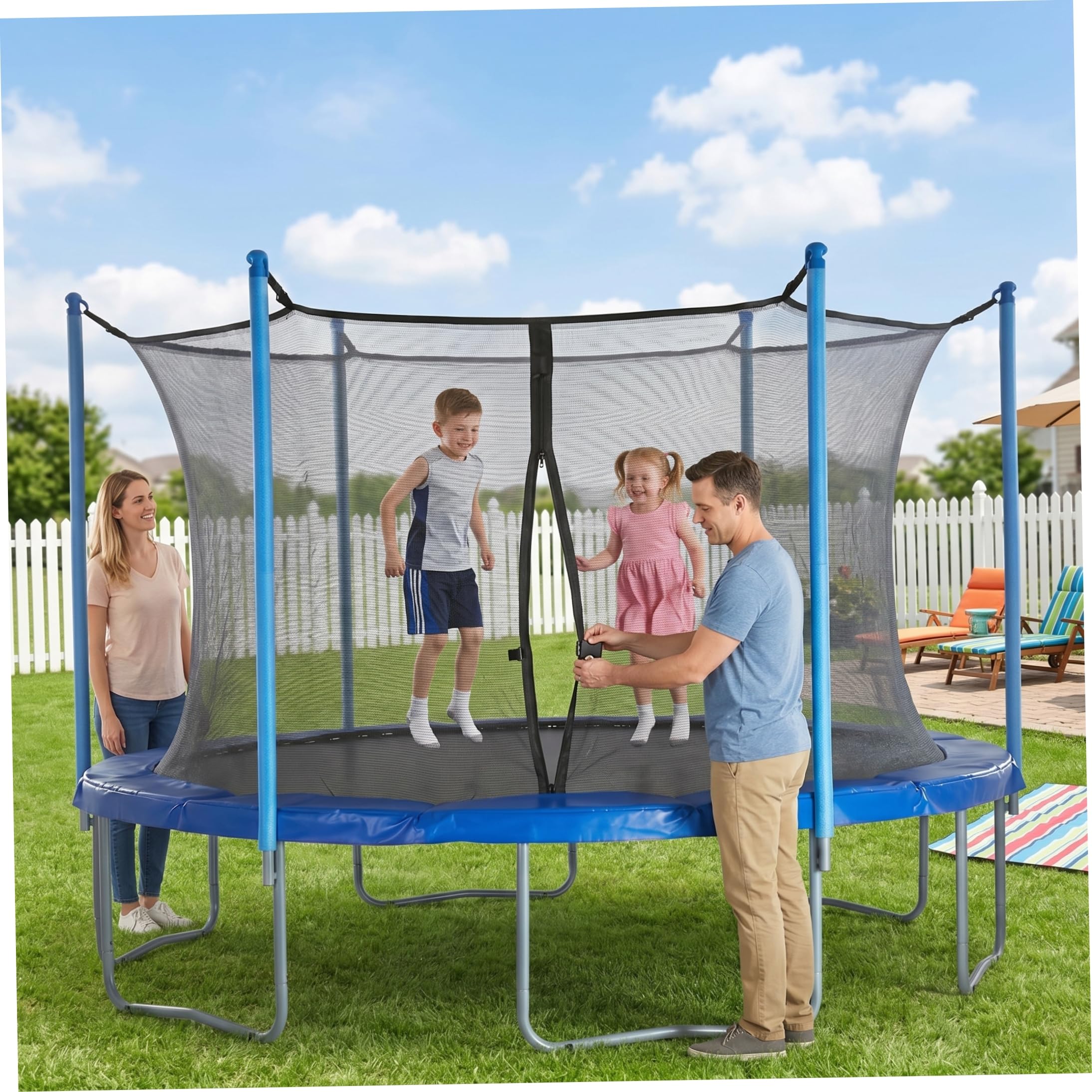 Rete di Sicurezza per Trampolino, Rete per Recinzione di Ricambio sicura per Trampolino con Cerniera e Fibbia, Nera, 6 Piedi