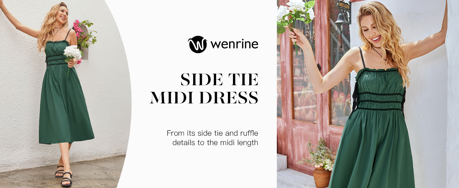 Wenrine Women's Summer Floral Maxi Dress - Sleeveless V-Neck, Self-Tie, Smocked, Boho Tiered Sundress - View #6