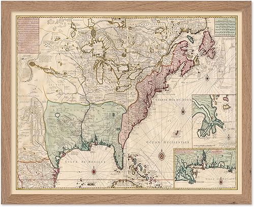 Poster Master Póster vintage, impresión geográfica retro, regalo para viajeros, historiadores, Carte de la Nouvelle France, decoración de pared para