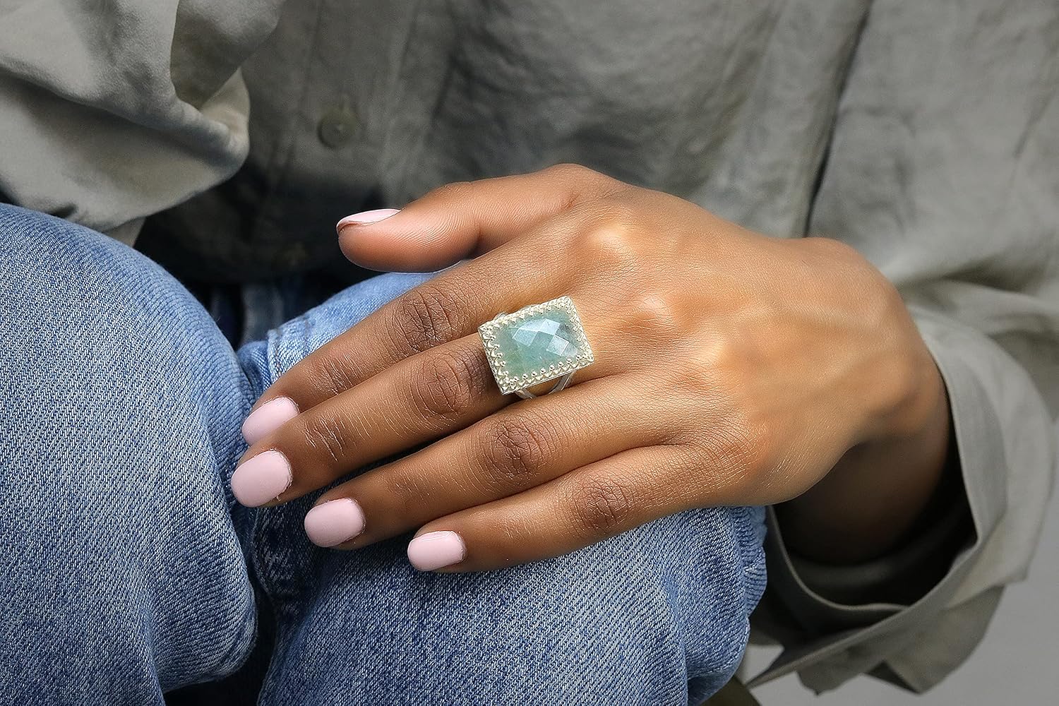 Rectangle 13x18mm Aquamarine Ring - 14k Gold Filled Statement Rings for Women - Artisan Fashion Rings, Everyday Rings, Gem Jewelry Rings, Unique Wedding and Engagement Ring - Custom Sizing