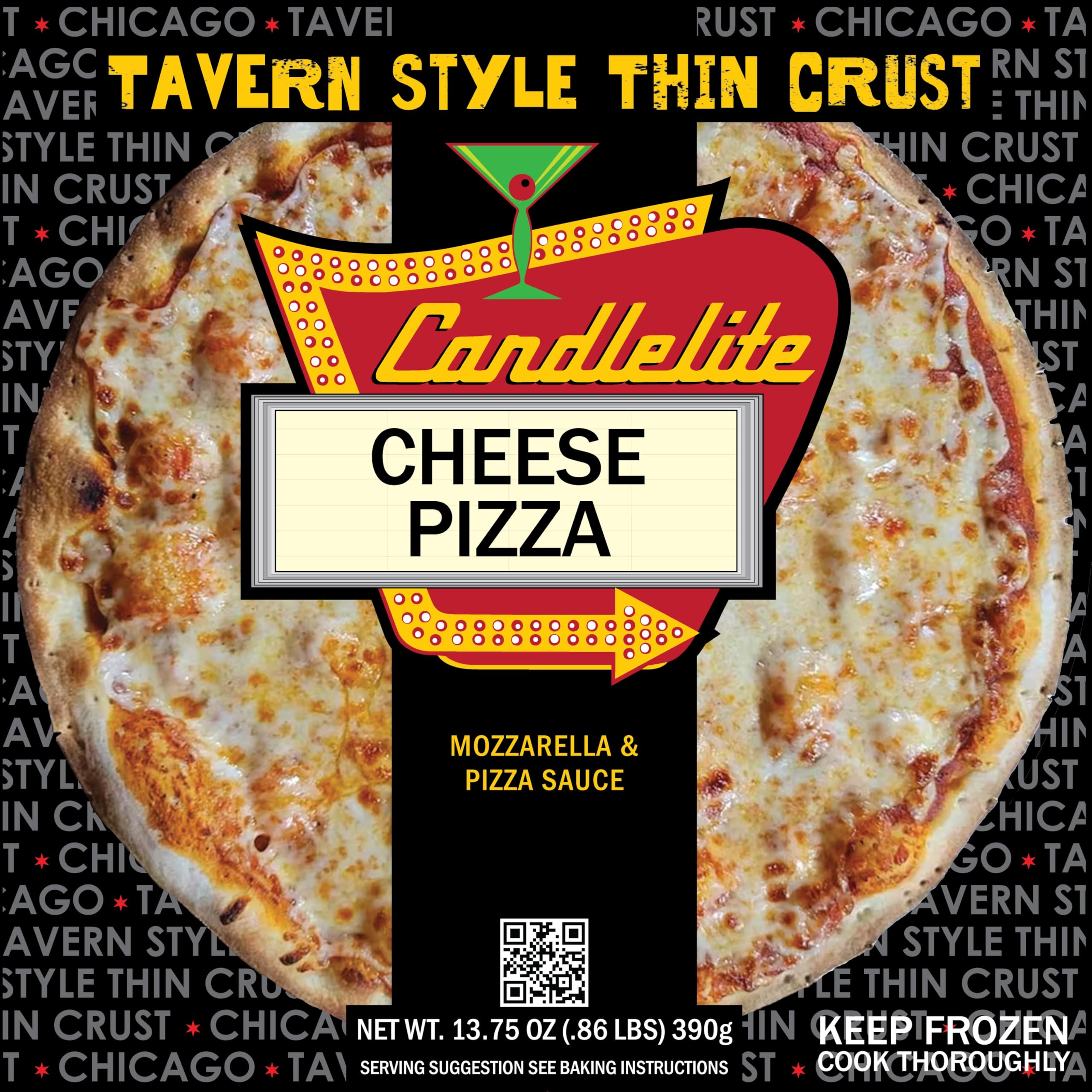 Candlelite Frozen Pizza, Cheese Pizza, Tavern Style, Thin and Crispy Pizza 13.75 oz each (Frozen) (Pack of 3)