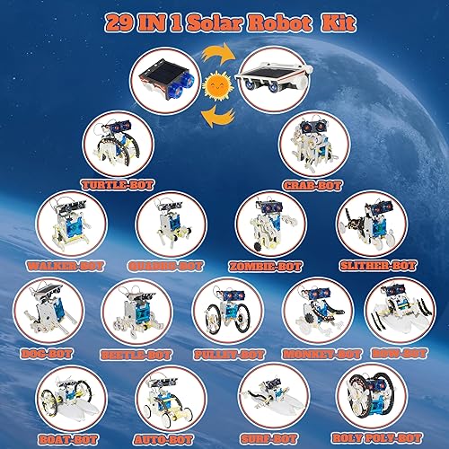 Miniatura 3 de Kit de robot solar STEM 29 en 1, juguetes espaciales de robot solar, kits de ciencia de construcción, juguetes de construcción de ciencia de