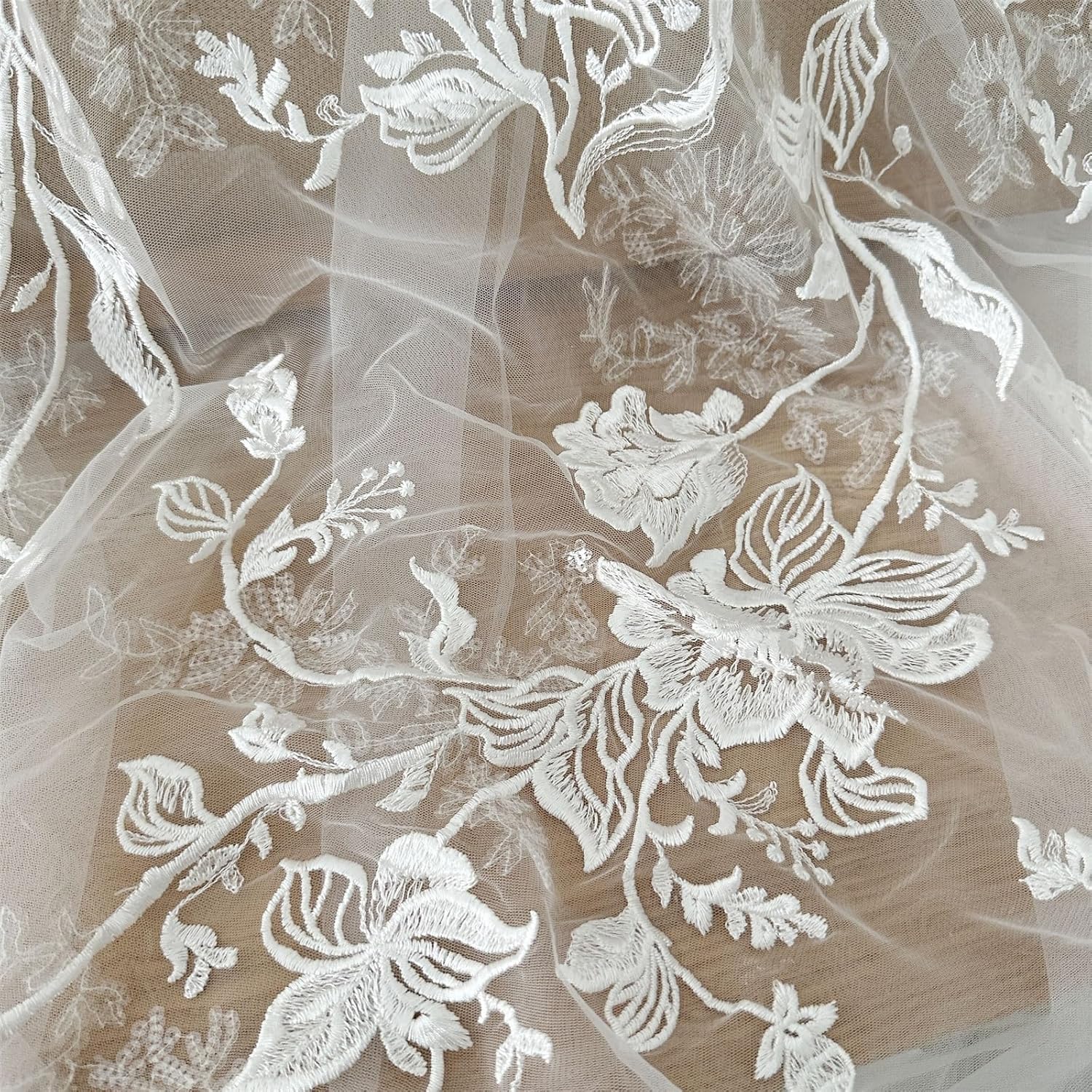 Fabric Sequins Fabric Rayon Silk Sequins Mesh Embroidery Lace Fabric Wedding Dress Bridal Flower Lace 1 Yard