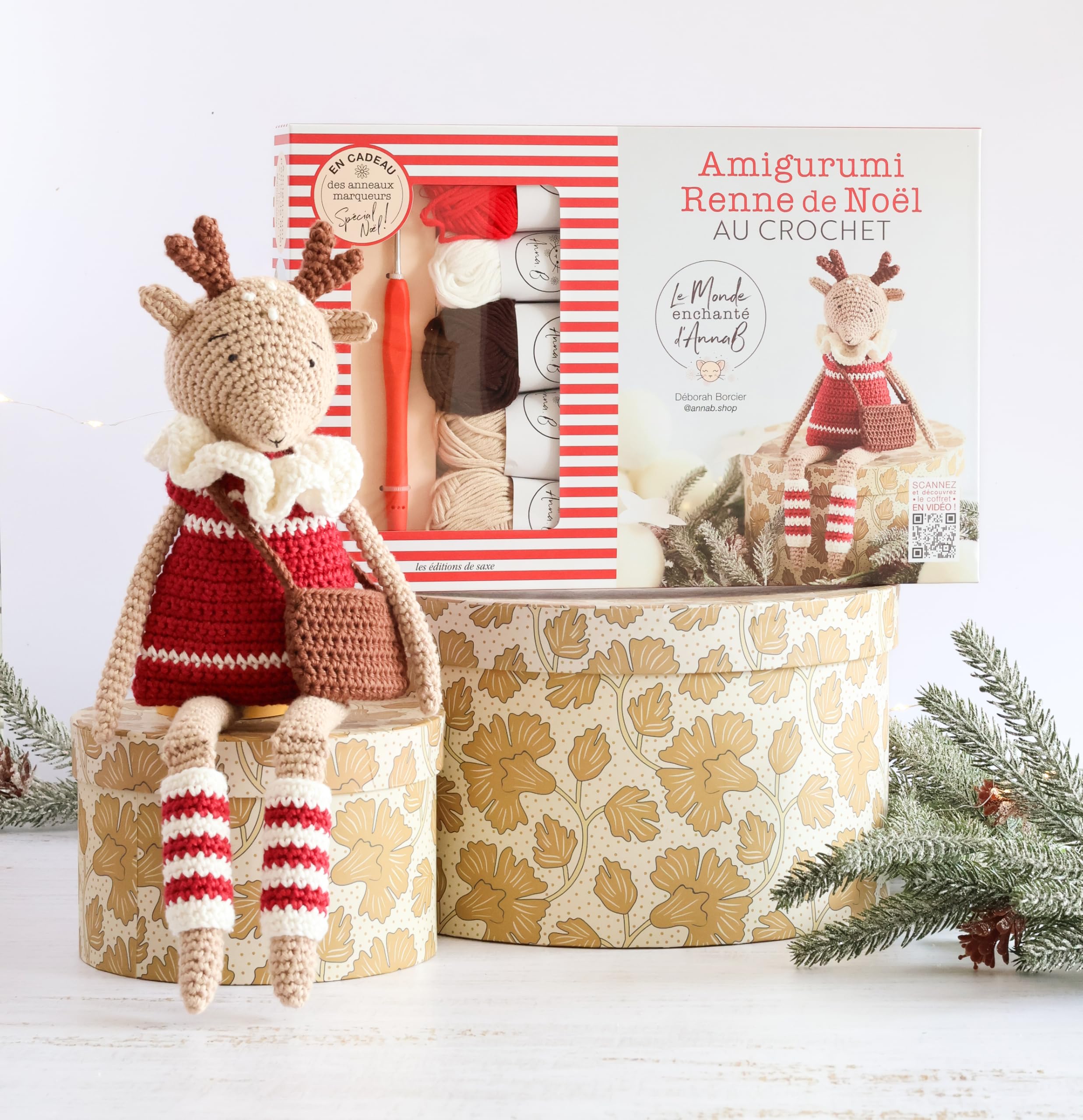 Coffret Amigurumi Renne de Noël au Crochet - Créations Magiques