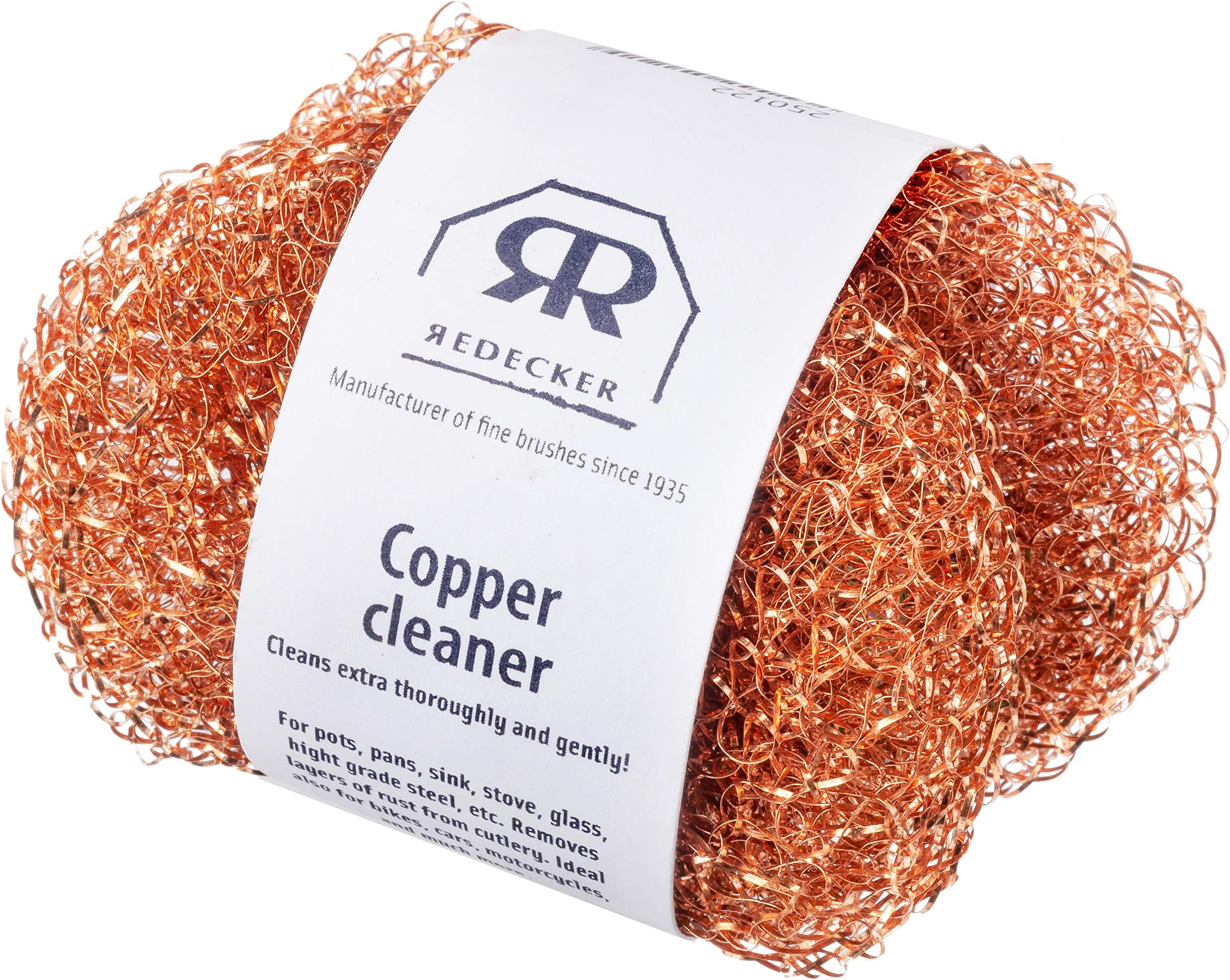 Redecker Copper Thread Pot Scrubber, Woven Copper Scouring Pads, 2 Pack Kitchen Scrubber for Pots Pans Sink Stove Stainless Steel, 3 in Diameter, Made in Netherlands