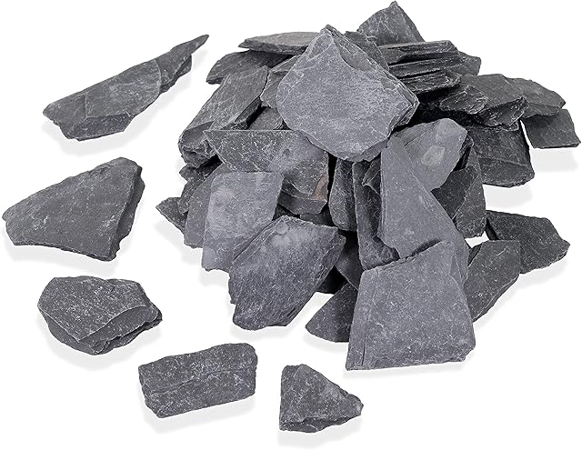 Life Solutions Products 1kg Natural Slate Stone Rocks - Unique in Size and Shape - Mix of Stones 2.5cm - 7.5cm - For Aquascaping, Fairy Gardens, Aquariums and Terrariums, Wargaming or Bonsai