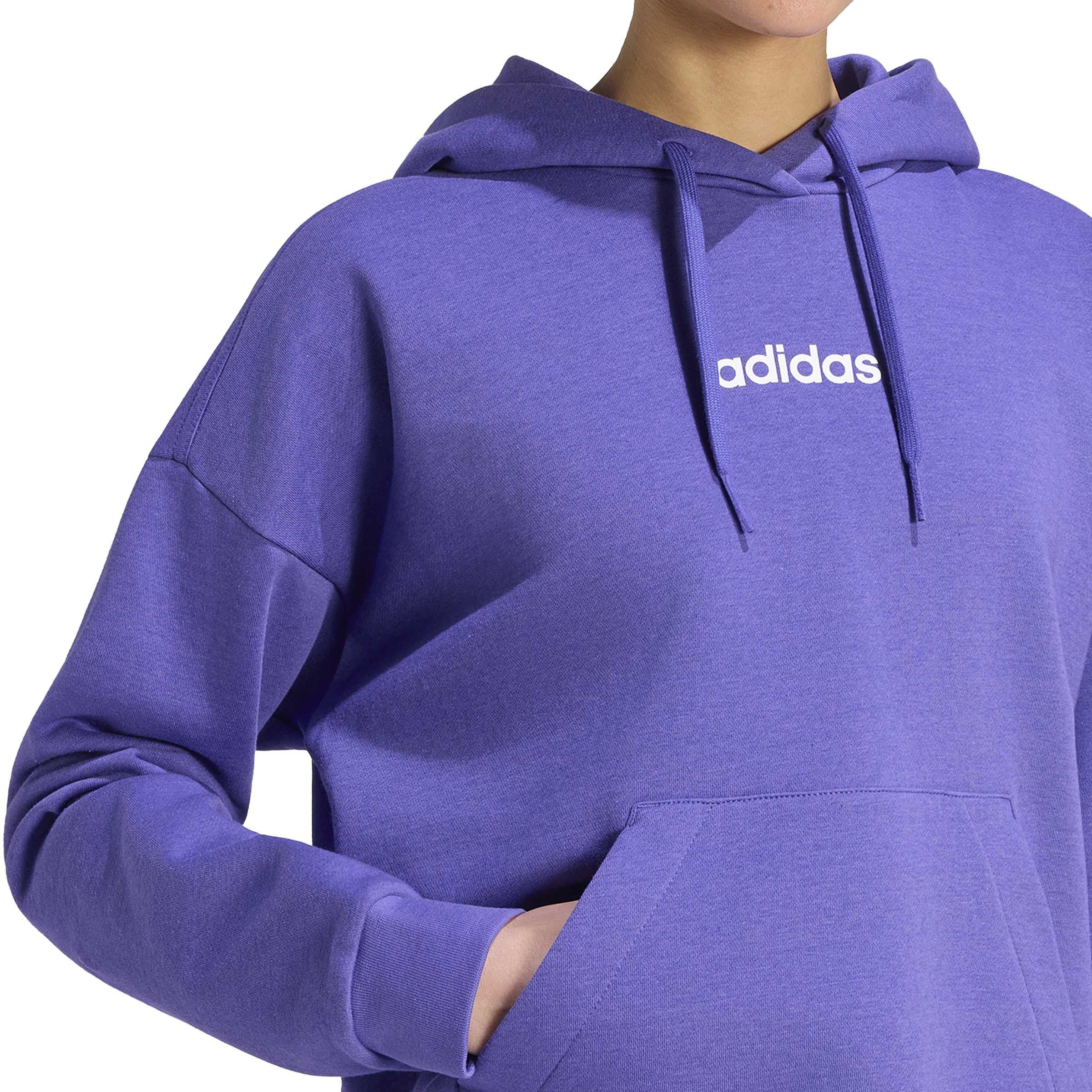 adidas Kobiety Essentials Linear Fleece Hoodie Sweatshirt, Pure Purple/white, L