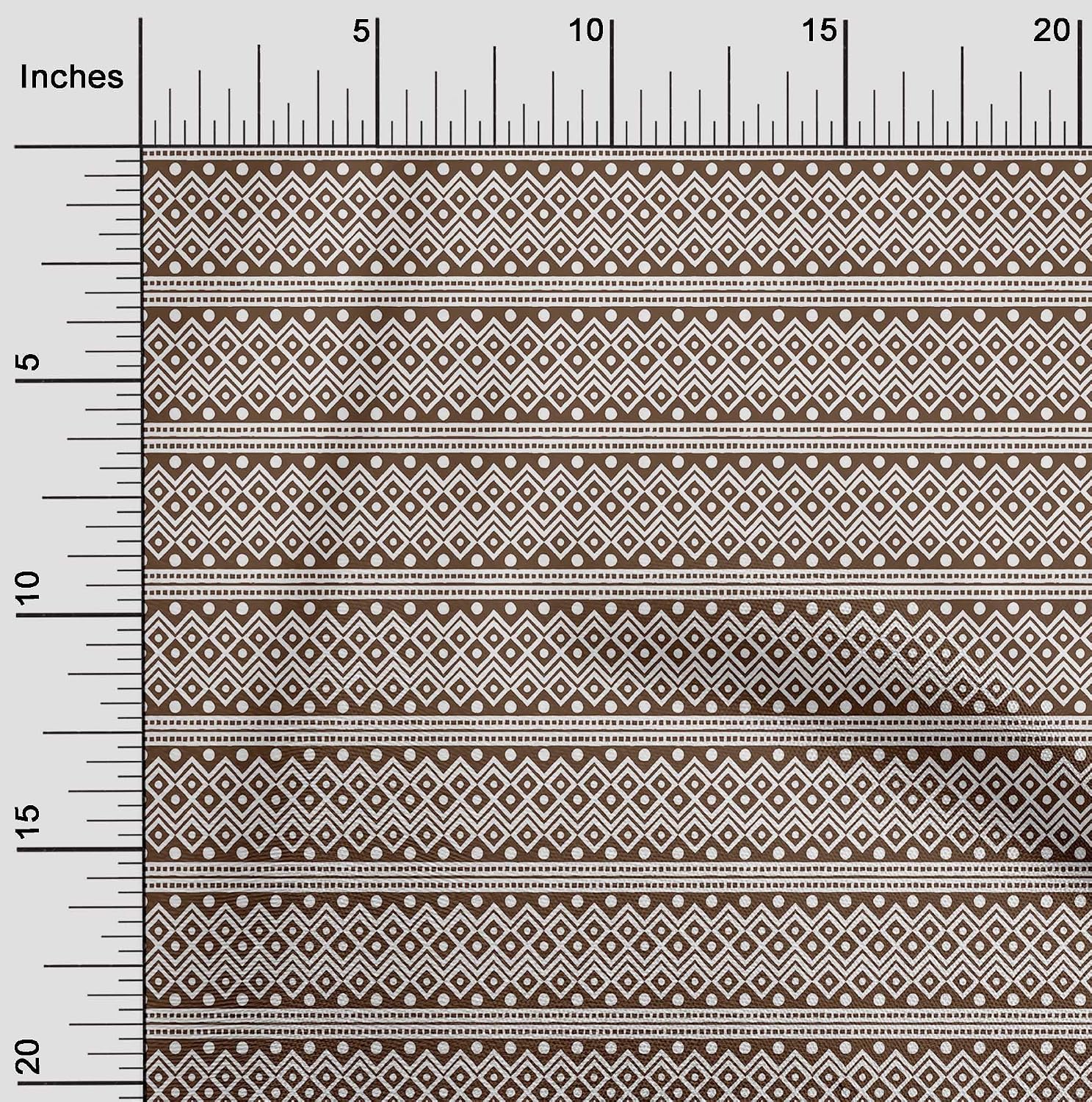 oneOone Viscose Chiffon Brown Fabric Tribal Dress Material Fabric Print Fabric By The Yard 42 Inch Wide
