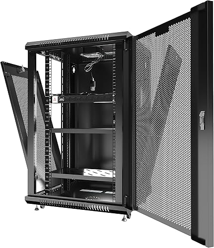 Miniatura 3 de Sysracks - Estante para servidores - Armario de pared - Estante de montaje en pared en ruedas con bloqueo de red con ventiladores - Estante de audio