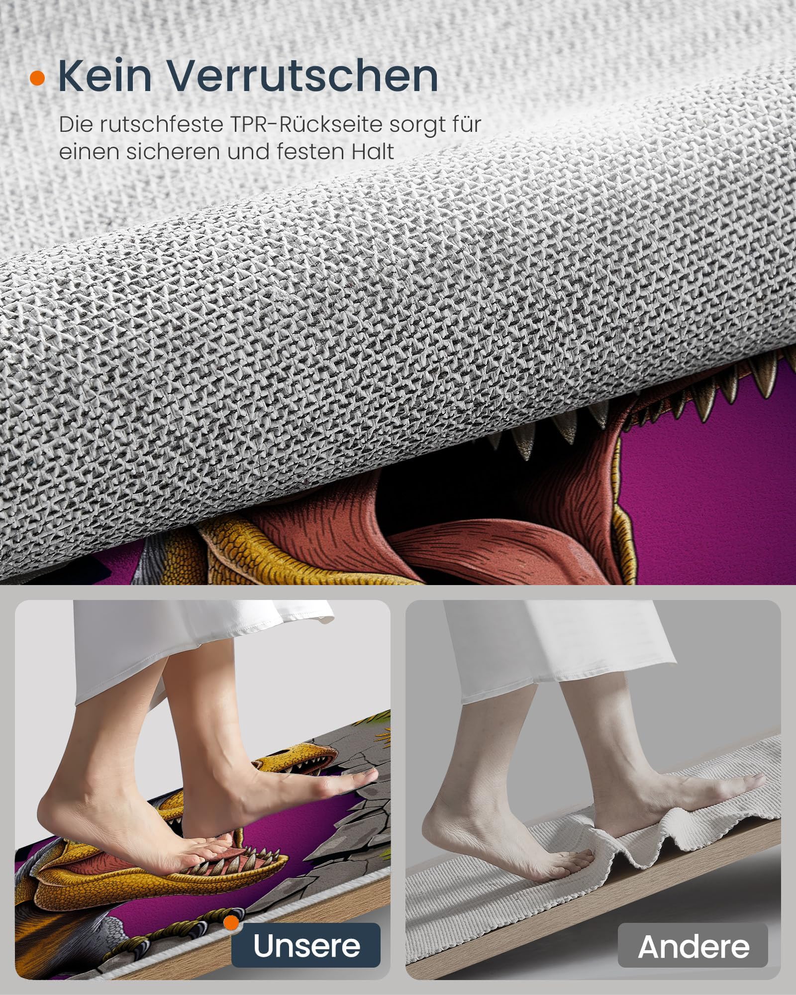Fantasy Tierwelt Rund Teppich Waschbarer, 120cm Runder Wohnzimmer Schlafzimmer rutschfest Carpet, Flanell Dinosaurier Die Die Mauer Durchbrechen Küchenteppich, Weicher Kreis Senfgelb Teppich
