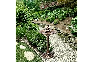 TEC106-BZ Outdoor Floor 3-Tiered Pedestal Water Fountain with Birdbath & Vintage Waterfall
