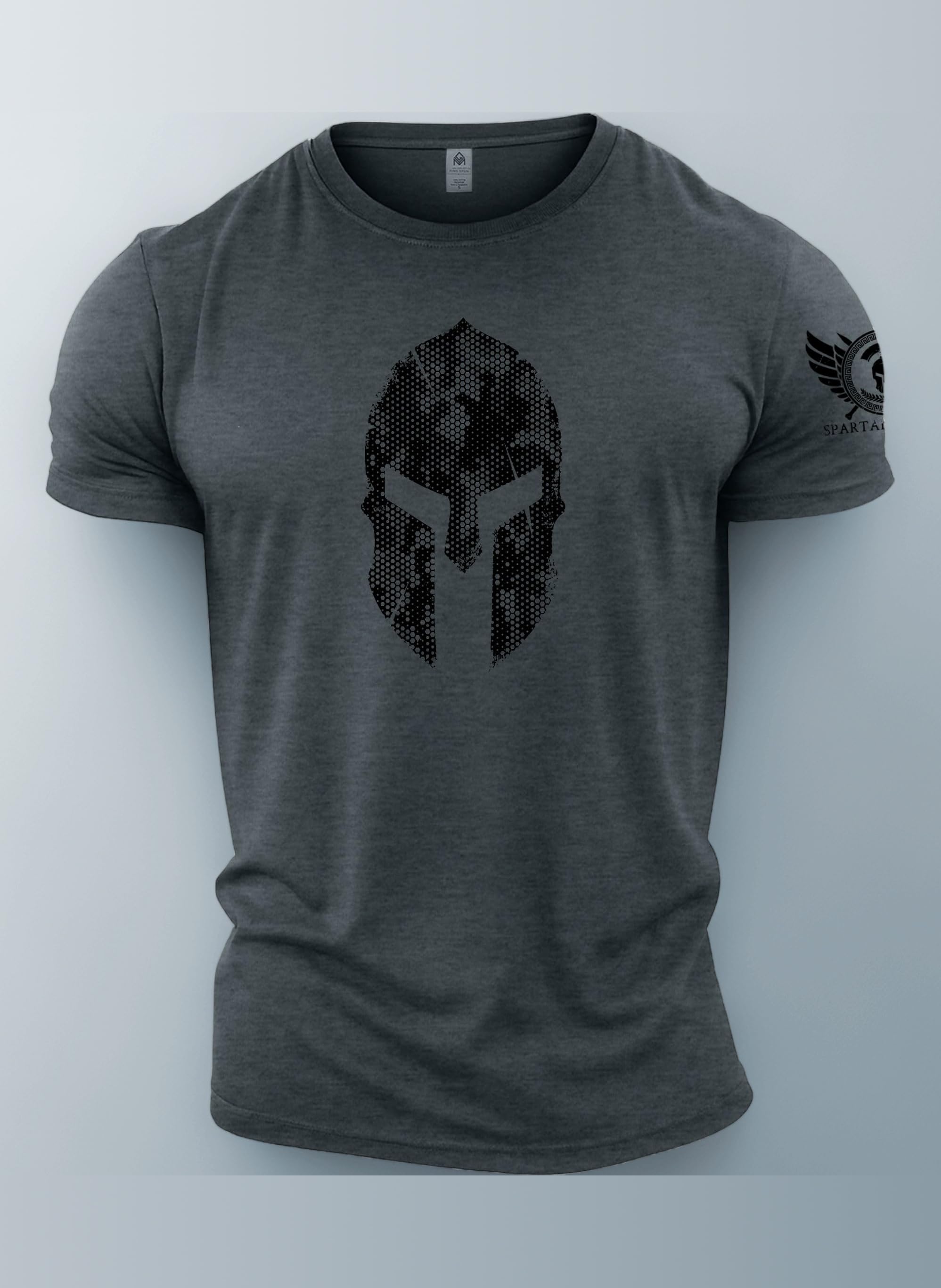 Spartan Helmet Hex Camo - Spartan Forged - Men's Gym T-Shirt - Bodybuilding Workout Top