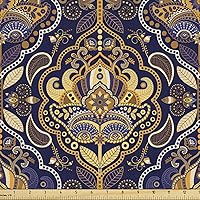 Vista 29 de Ambesonne - Tela de helado por The Yard, deliciosos alimentos fríos de verano en conos estilo Kawaii patrón ilustrado, tela decorativa