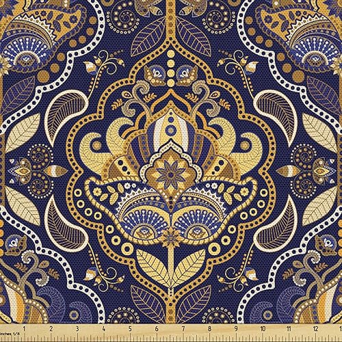 Miniatura 29 de Ambesonne - Tela de helado por The Yard, deliciosos alimentos fríos de verano en conos estilo Kawaii patrón ilustrado, tela decorativa