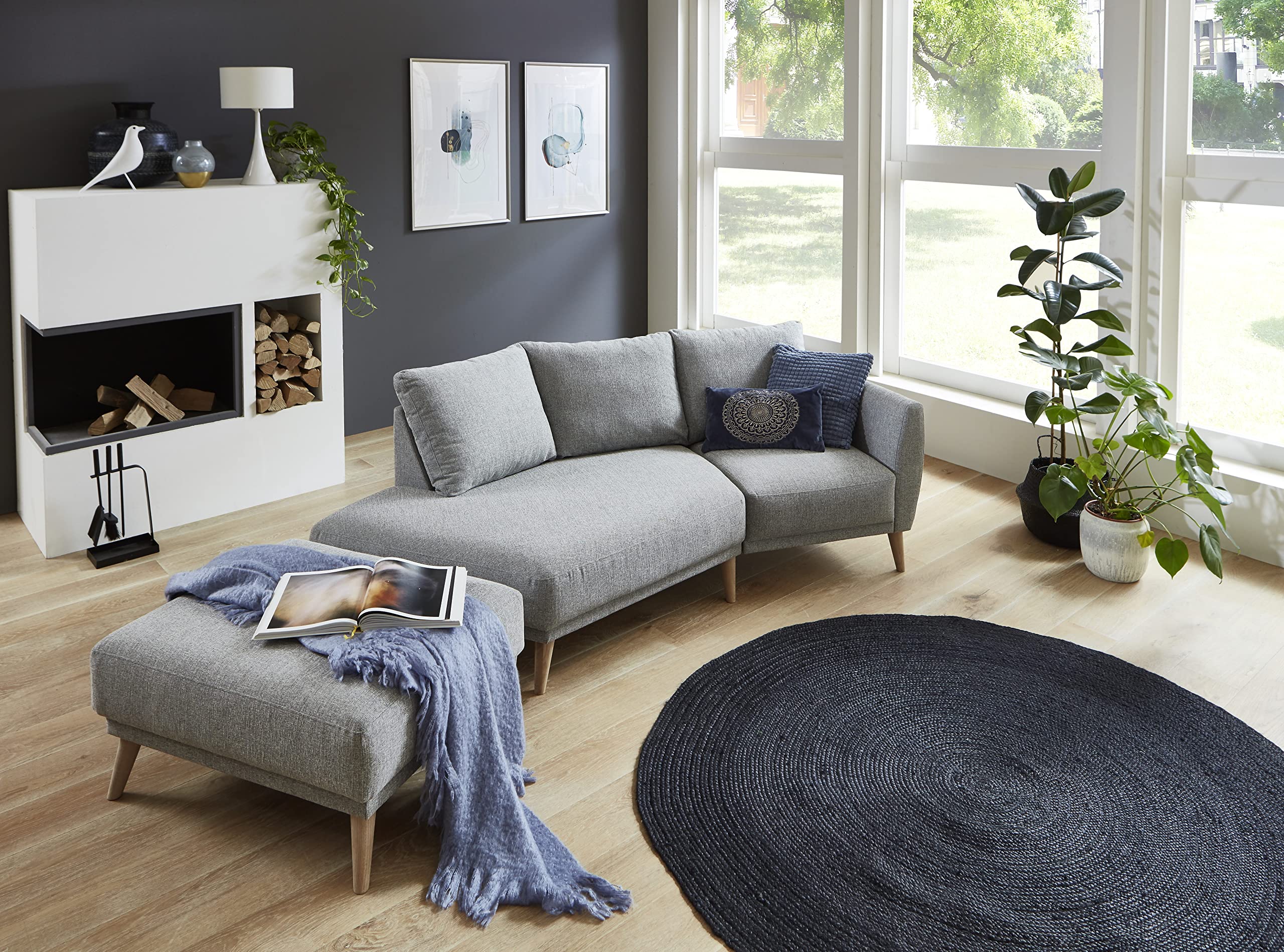 ATLANTIC home collection Polsterecke Elvis, im skandinavischen Stil, 220/127/91 cm, offenes Ende Links, Hellgrau