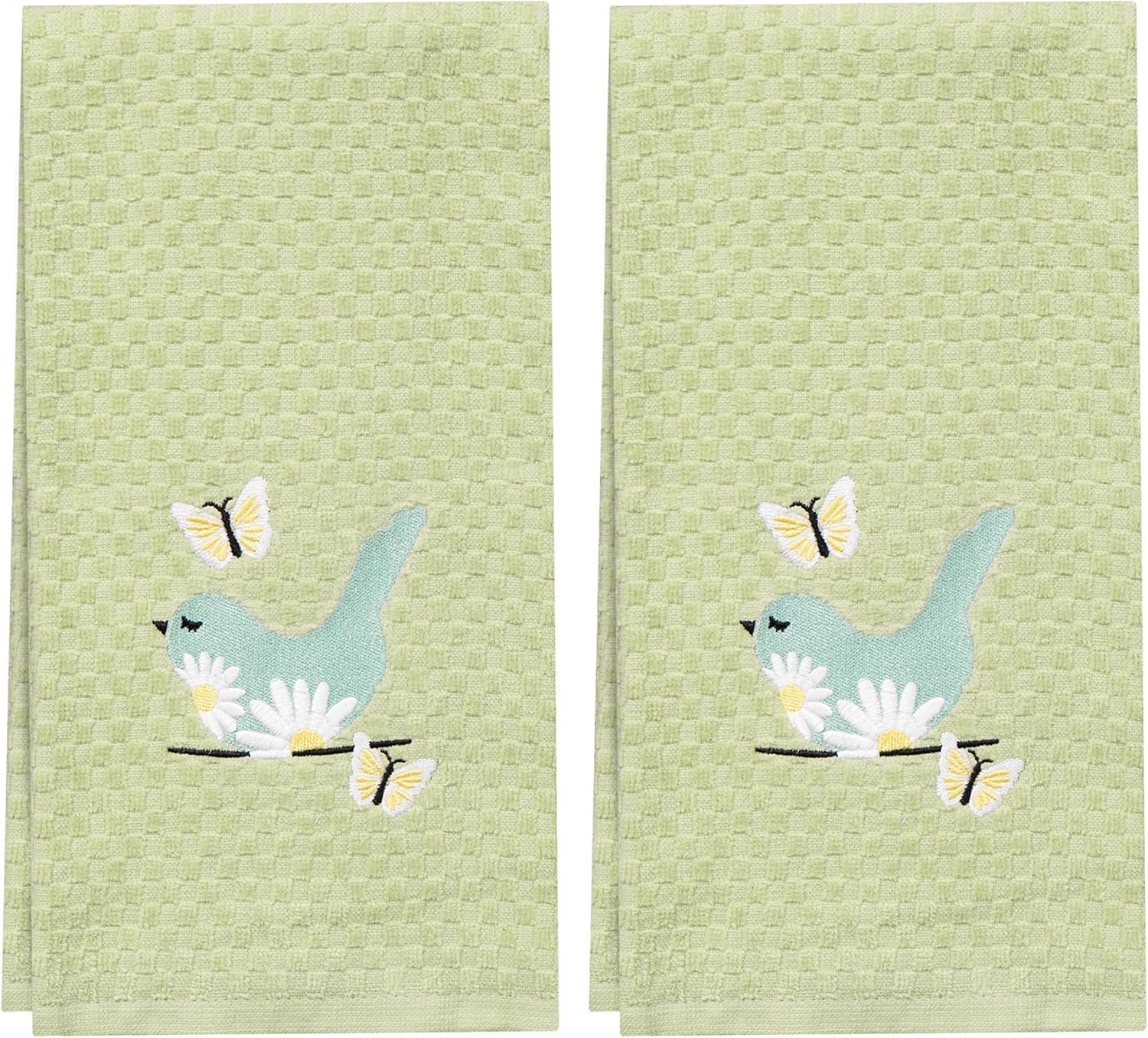 Ritz Spring Hand Towels 2 Pack - Butterfly & Bird, 100% Cotton, Spring Tea Towels, Absorbent & Machine Washable