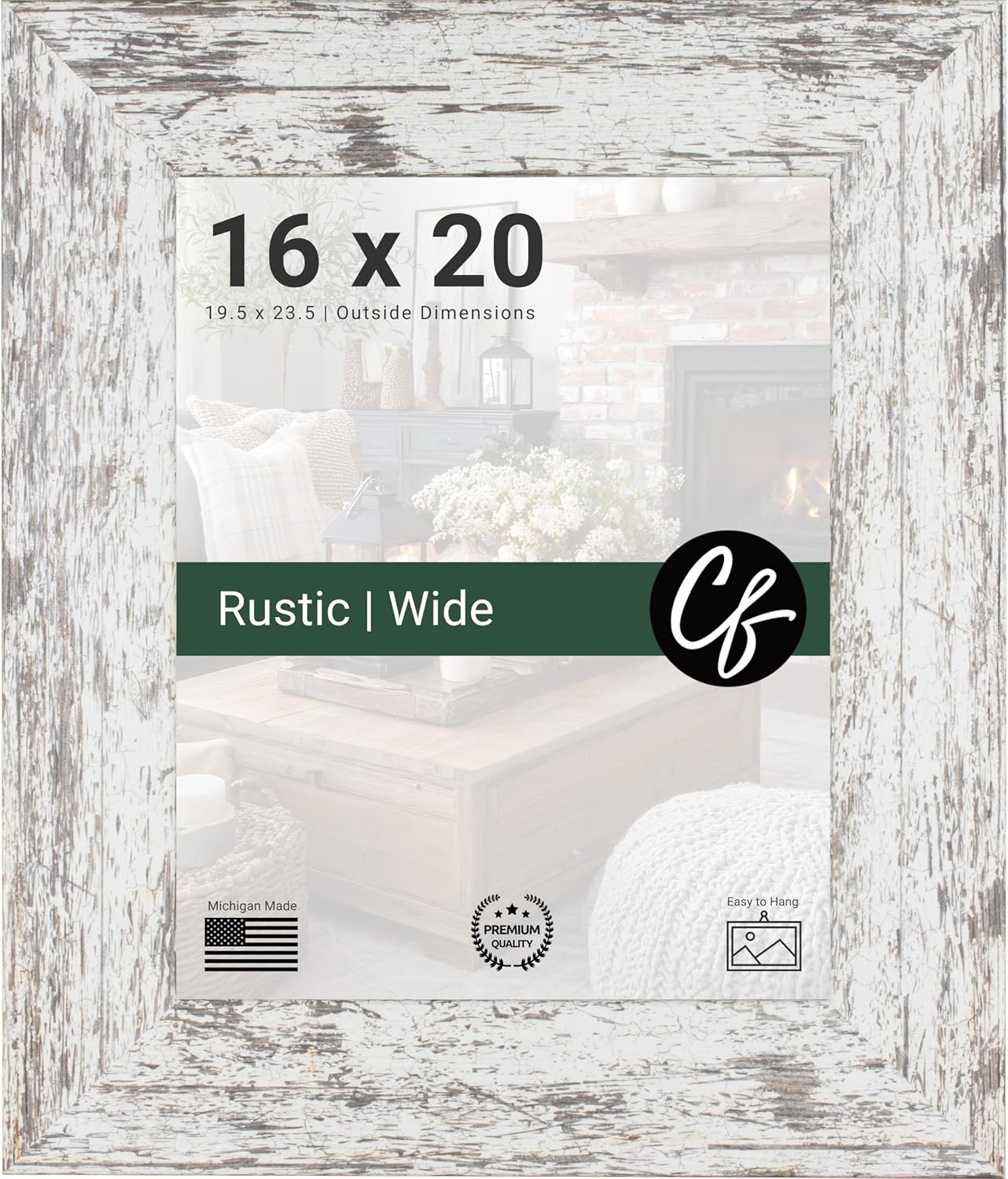 Craig Frames 16x20 Picture Frame for Wall Decor, White Barnwood, Wide Rustic Frame for Modern Farmhouse Style