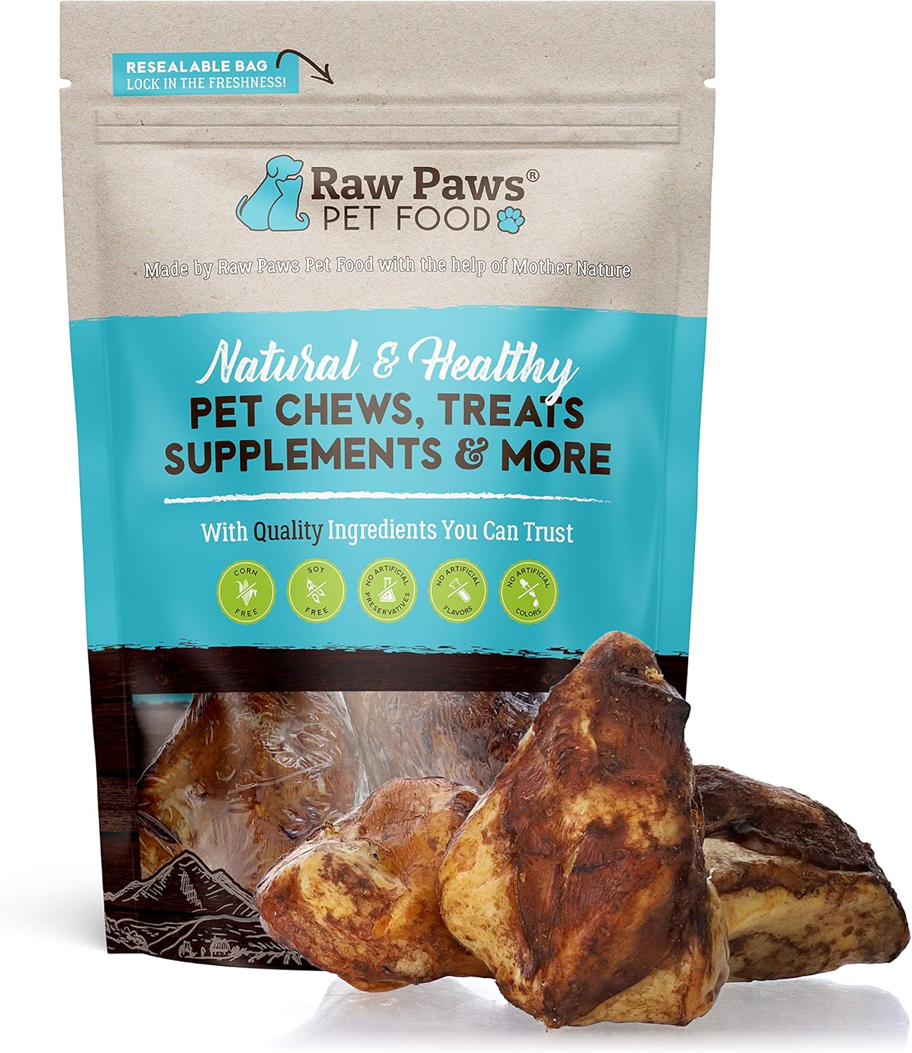 Raw Paws Smoked Beef Kneecaps for Dogs, 5ct Made in USA