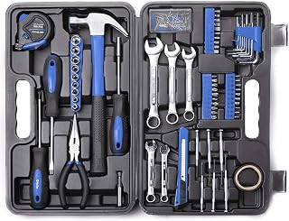 CARTMAN 148-Piece Household Tool Set Kit with Plastic Toolbox - Screwdrivers, Wrenches, Pliers, Hammer, Sockets & More, Blue