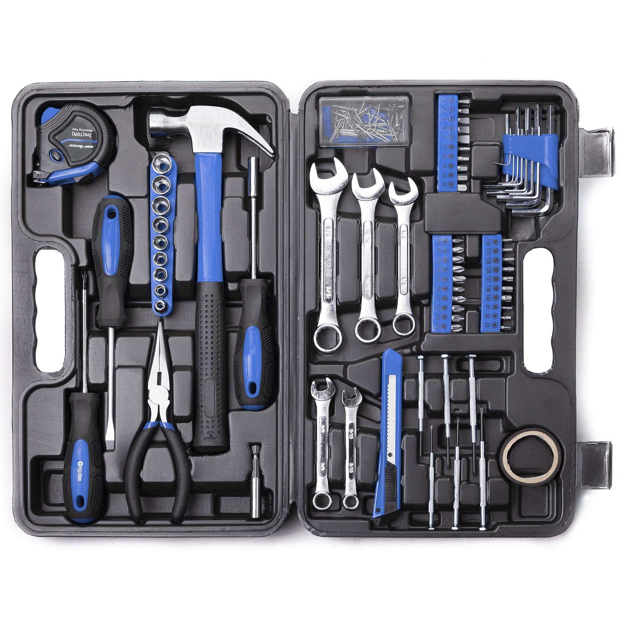 CARTMAN 148Piece Tool Set General Household Hand Tool Kit with Plastic Toolbox Storage Case BlueCARTMAN 148Piece Tool Set General Household H…