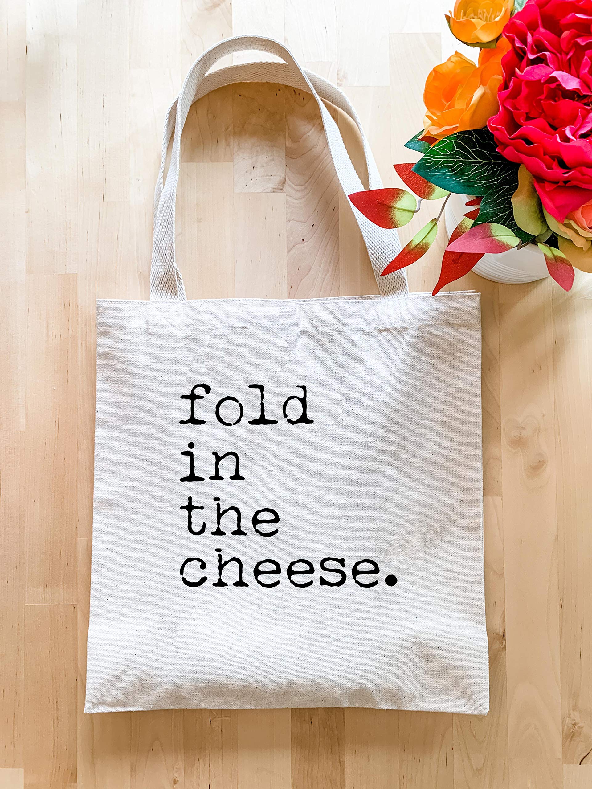 Fold In The Cheese, Natural Canvas Bag, Screenprinted Tote, Cotton Flour Sack, Funny Tote Bag