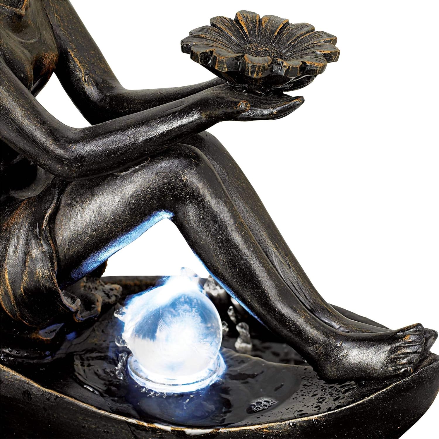Crescent Moon Modern Outdoor Floor Bubbler Water Fountain 34" High with LED Light for Garden Patio Yard Deck Home Lawn Porch Office Bedroom House Living Room Exterior Balcony - John Timberland : Patio, Lawn & Garden