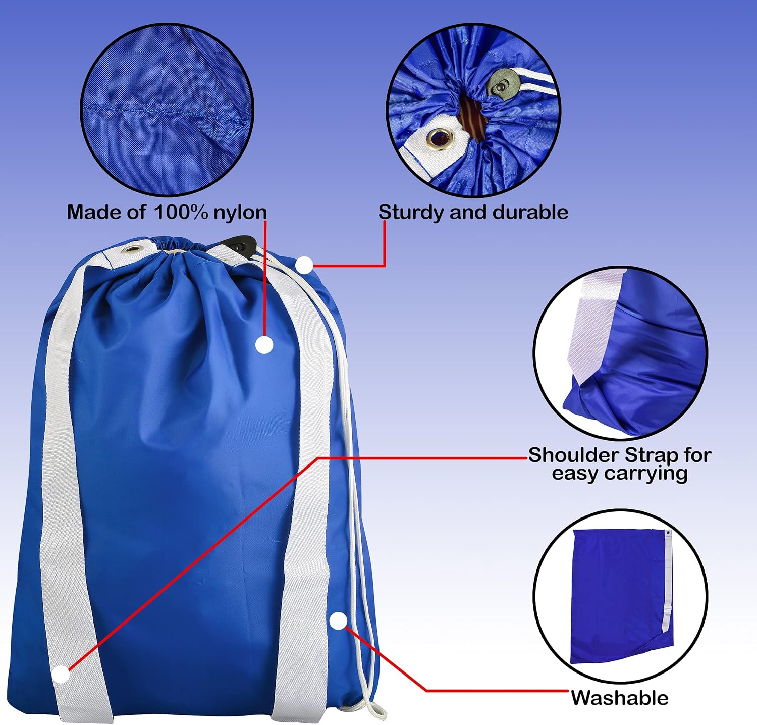 Keeble Outlets Backpack Laundry Bag, 22 by 28 Inches, Made of a Strong, Durable Nylon
